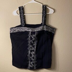 Cotton Express Black Camisole with Silver Accents